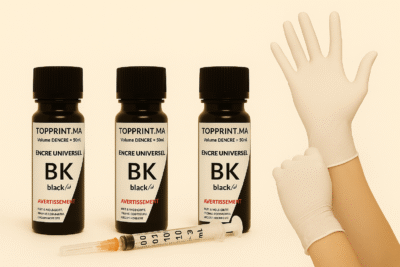 Pack 3 Bouteilles 60ml Encre Noir Universel + 1 seringue et gants – Image 2