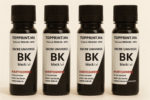 Pack 4 Bouteilles 60ml Encre Noir Universel + 2 seringues et gants