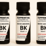 Pack 3 Bouteilles 60ml Encre Noir Universel + 1 seringue et gants